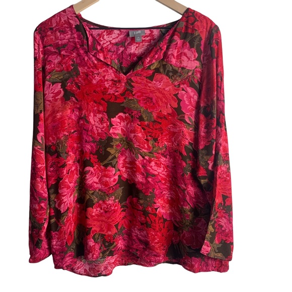 JJill floral long sleeve blouse top. Size M - Picture 1 of 9